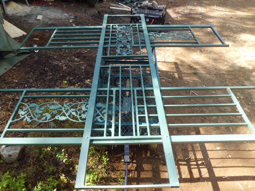 Gazebo parts bolted together to make a solar panel frame