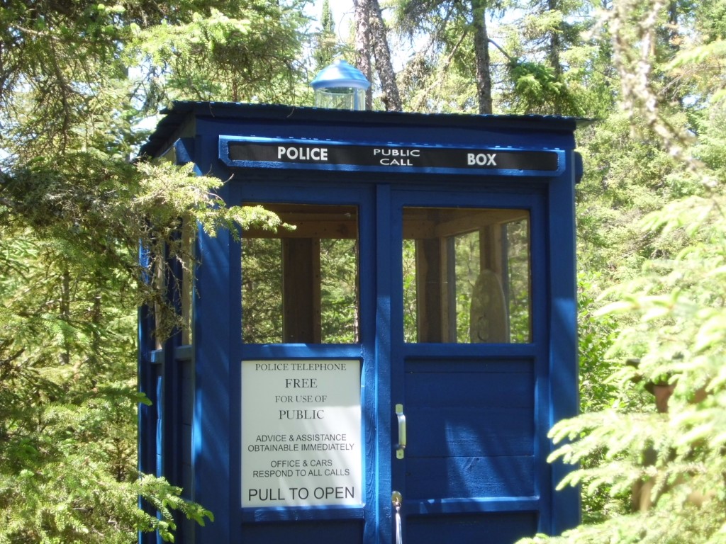 A view of the TARDIS signage